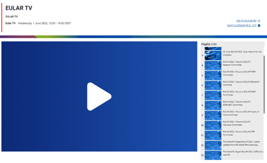 Playlist of lectures EULAR